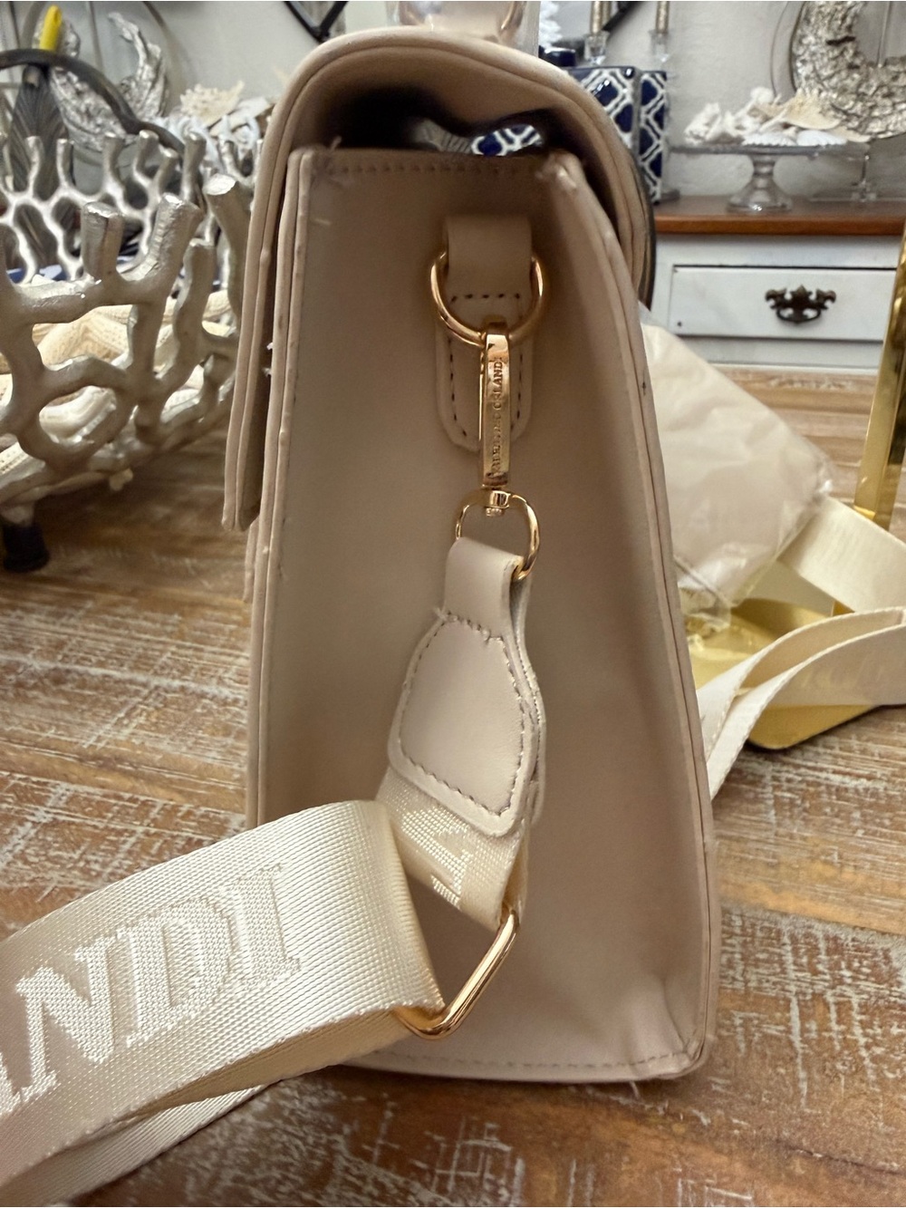 Valentino Orlandi Elegant Cream Top-Handle Crossbody Bag, Strap, Coin purse - Picture 8 of 9
